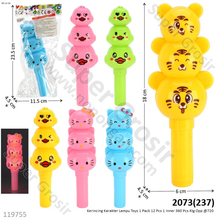 Kerincing Karakter Lampu Toys 1 Pack 12 Pcs 1 Inner 360 Pcs Ktg Opp @720