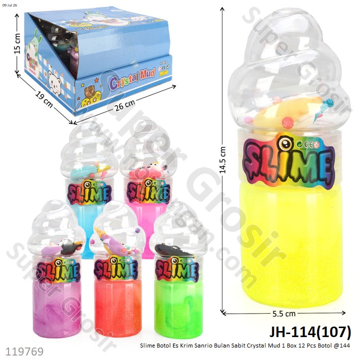Slime Botol Es Krim Sanrio Bulan Sabit Crystal Mud 1 Box 12 Pcs Botol @144