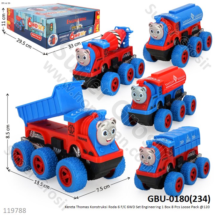 Kereta Thomas Konstruksi Roda 6 F/C 6WD Set Engineering 1 Box 8 Pcs Loose Pack @120
