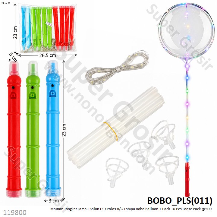 Mainan Tongkat Lampu Balon LED Polos B/O Lampu Bobo Balloon 1 Pack 10 Pcs Loose Pack @500