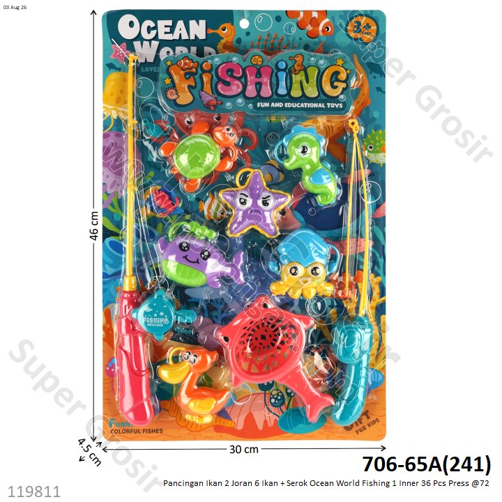 Pancingan Ikan 2 Joran 6 Ikan + Serok Ocean World Fishing 1 Inner 36 Pcs Press @72
