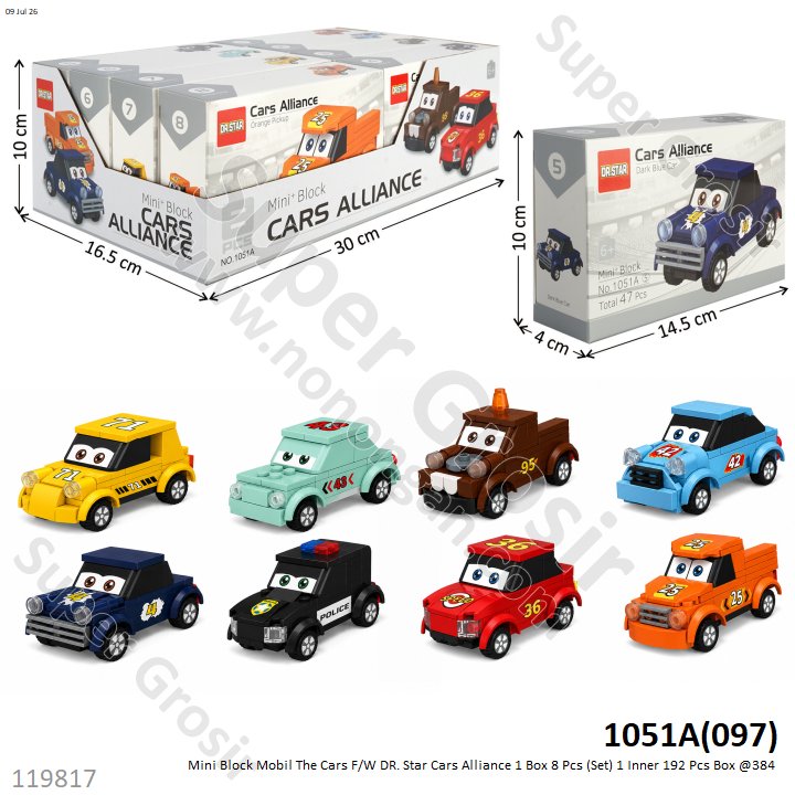 Mini Block Mobil The Cars F/W DR. Star Cars Alliance 1 Box 8 Pcs (Set) 1 Inner 192 Pcs Box @384