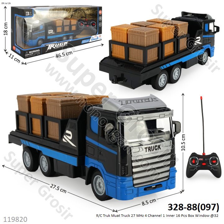 R/C Truk Muat Truck 27 MHz 4 Channel 1 Inner 16 Pcs Box Window @32