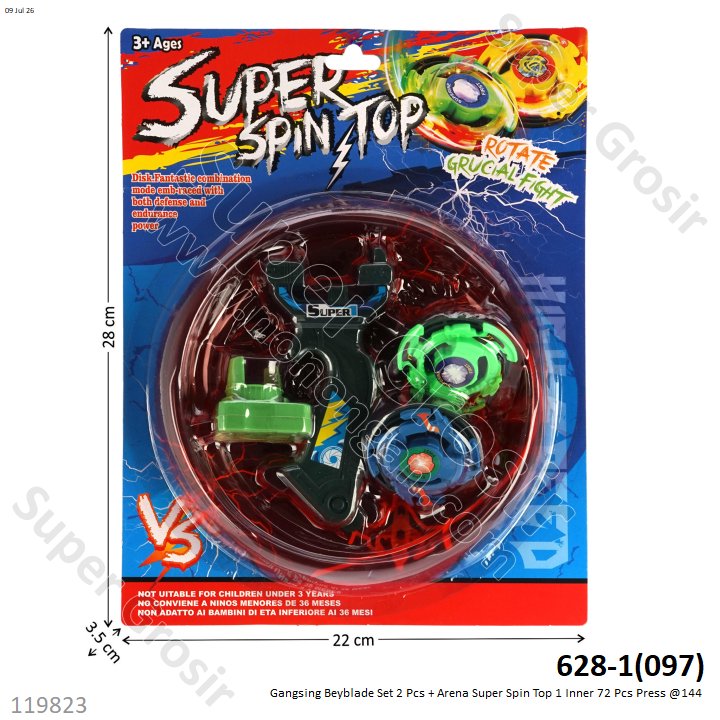 Gangsing Beyblade Set 2 Pcs + Arena Super Spin Top 1 Inner 72 Pcs Press @144