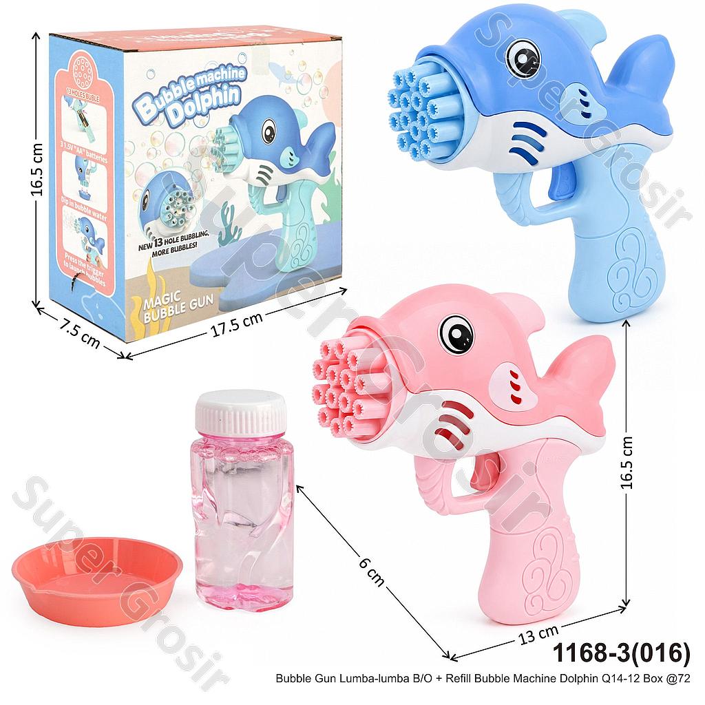 Bubble Gun Lumba-lumba B/O + Refill Bubble Machine Dolphin Q14-12 Box @72