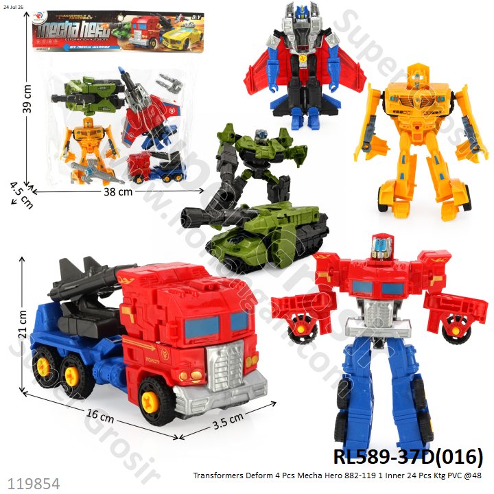 Transformers Deform 4 Pcs Mecha Hero 882-119 1 Inner 24 Pcs Ktg PVC @48