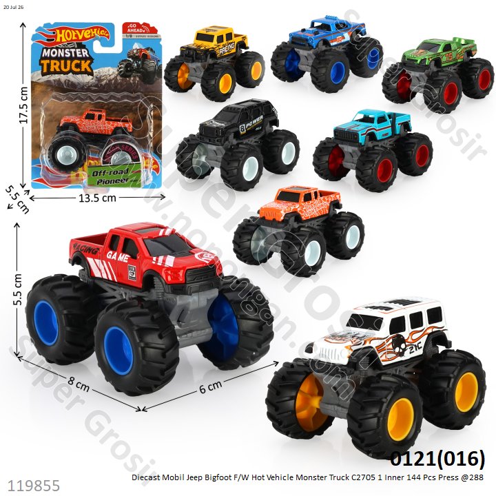 Diecast Mobil Jeep Bigfoot F/W Hot Vehicle Monster Truck C2705 1 Inner 144 Pcs Press @288