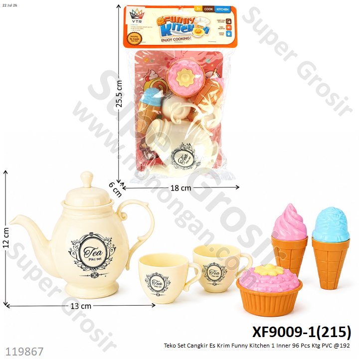 Teko Set Cangkir Es Krim Funny Kitchen 1 Inner 96 Pcs Ktg PVC @192