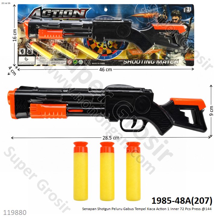 Senapan Shotgun Peluru Gabus Tempel Kaca Action 1 Inner 72 Pcs Press @144