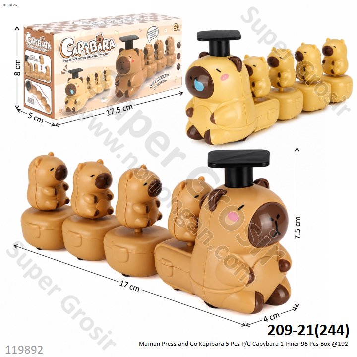 Mainan Press and Go Kapibara 5 Pcs P/G Capybara 1 Inner 96 Pcs Box @192