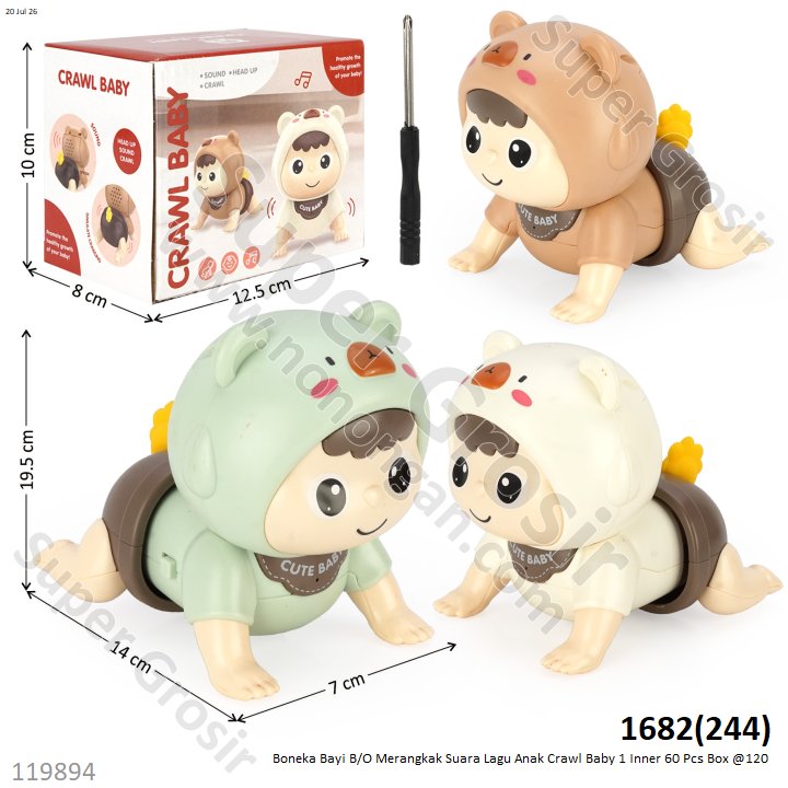 Boneka Bayi B/O Merangkak Suara Lagu Anak Crawl Baby 1 Inner 60 Pcs Box @120