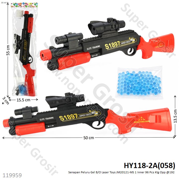 Senapan Peluru Gel B/O Laser Toys JM20121-MS 1 Inner 96 Pcs Ktg Opp @192