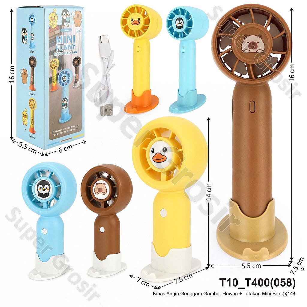 Kipas Angin Genggam Gambar Hewan + Tatakan Mini Box @144