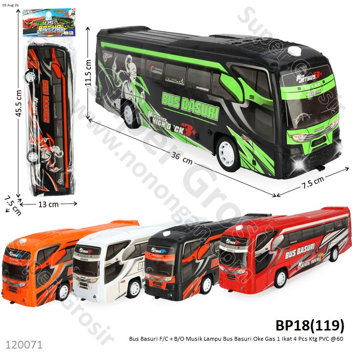 Bus Basuri F/C + B/O Musik Lampu Bus Basuri Oke Gas 1 Ikat 4 Pcs Ktg PVC @60