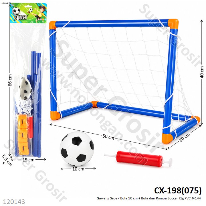 Gawang Sepak Bola 50 cm + Bola dan Pompa Soccer Ktg PVC @144
