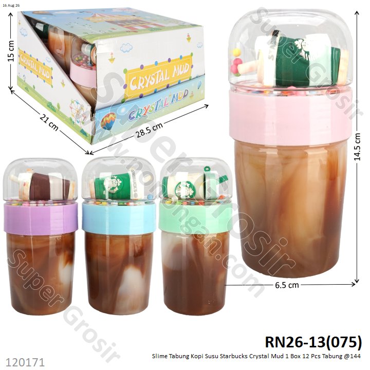 Slime Tabung Kopi Susu Starbucks Crystal Mud 1 Box 12 Pcs Tabung @144