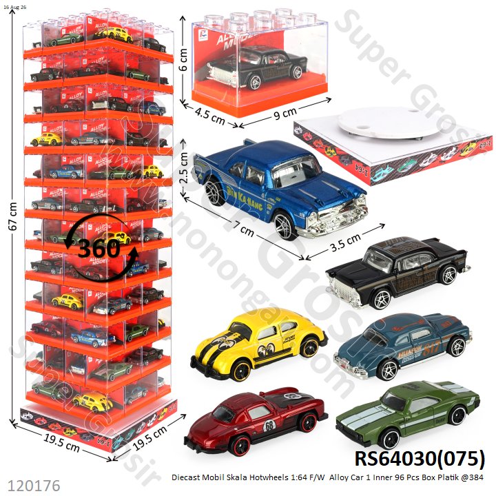 Diecast Mobil Skala Hotwheels 1:64 F/W  Alloy Car 1 Inner 96 Pcs Box Platik @384