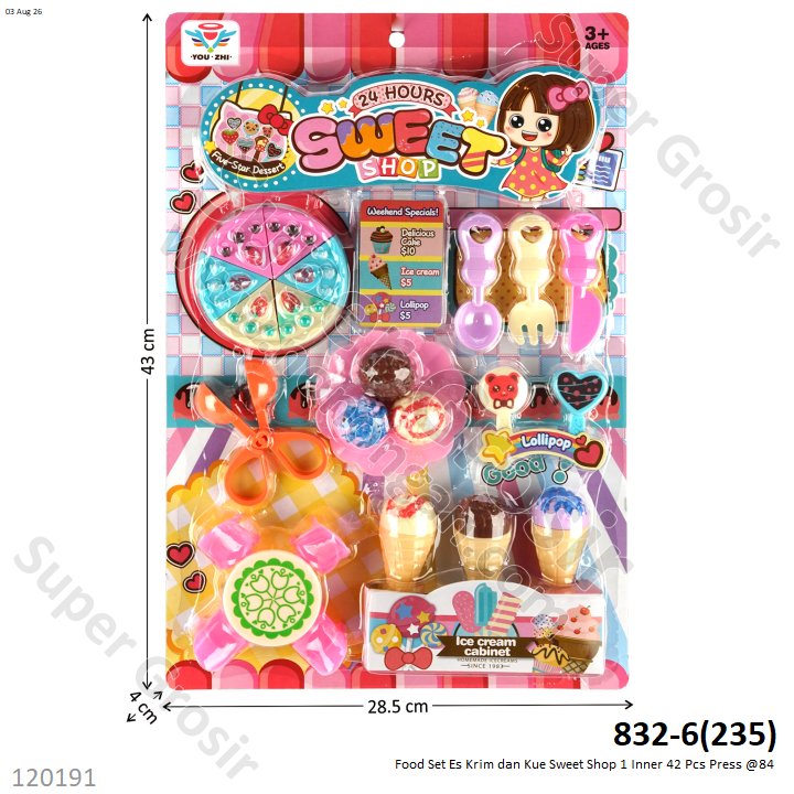 Food Set Es Krim dan Kue Sweet Shop 1 Inner 42 Pcs Press @84
