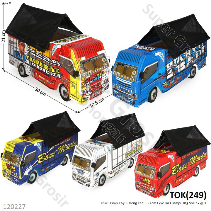 Truk Dump Kayu Oleng Kecil 30 cm F/W B/O Lampu Ktg Shrink @0