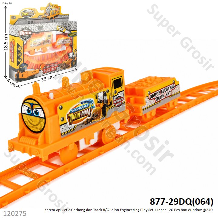 Kereta Api Set 2 Gerbong dan Track B/O Jalan Engineering Play Set 1 Inner 120 Pcs Box Window @240