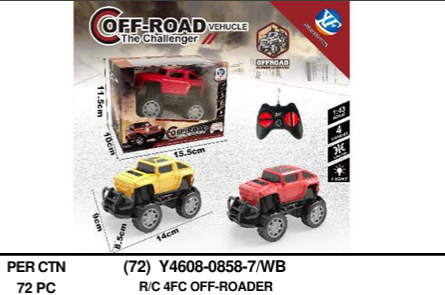 R/C Mobil Jeep 1:43 Lampu Off-Road 27 MHz 4 Channel 1 Inner 36 Pcs Box Window @72