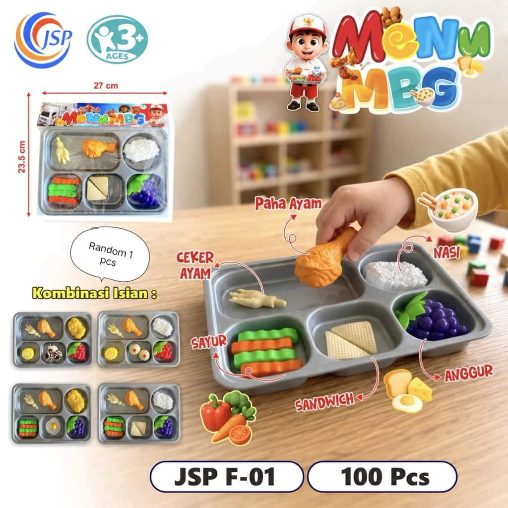 Food Set Menu MBG + Food Tray / Ompreng Menu MBG Ktg PVC @100