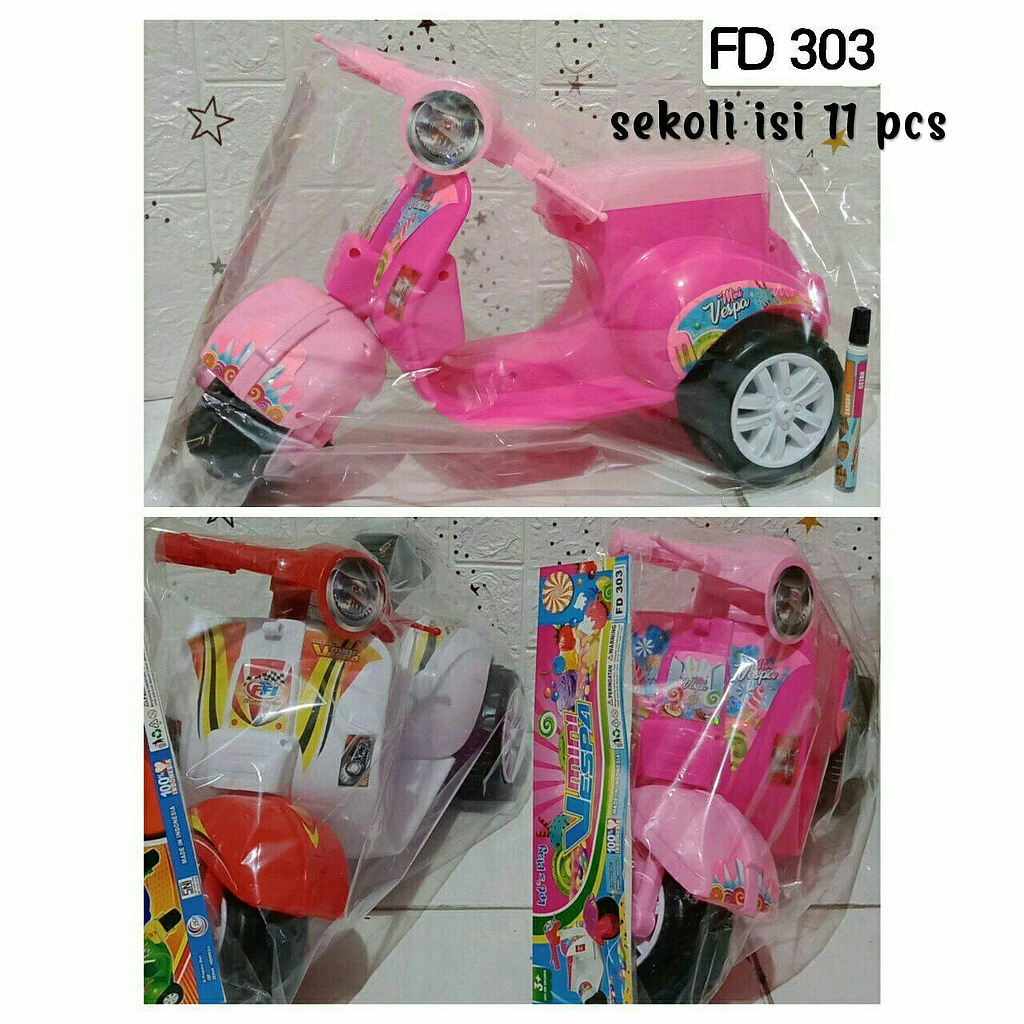 Tunggangan Sepeda Motor Vespa B/O Suara Musik Lagu Anak Lampu Mini Vespa Ktg PVC @11