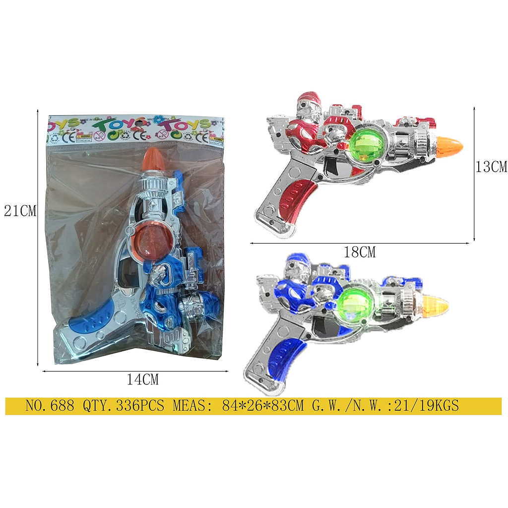 Pistol Kepala Robot B/O Suara Lampu Toys 1 Inner 168 Pcs Ktg Opp @336