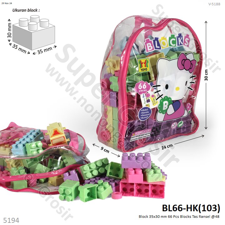 Block 35x30 mm 66 Pcs Blocks Tas Ransel @48
