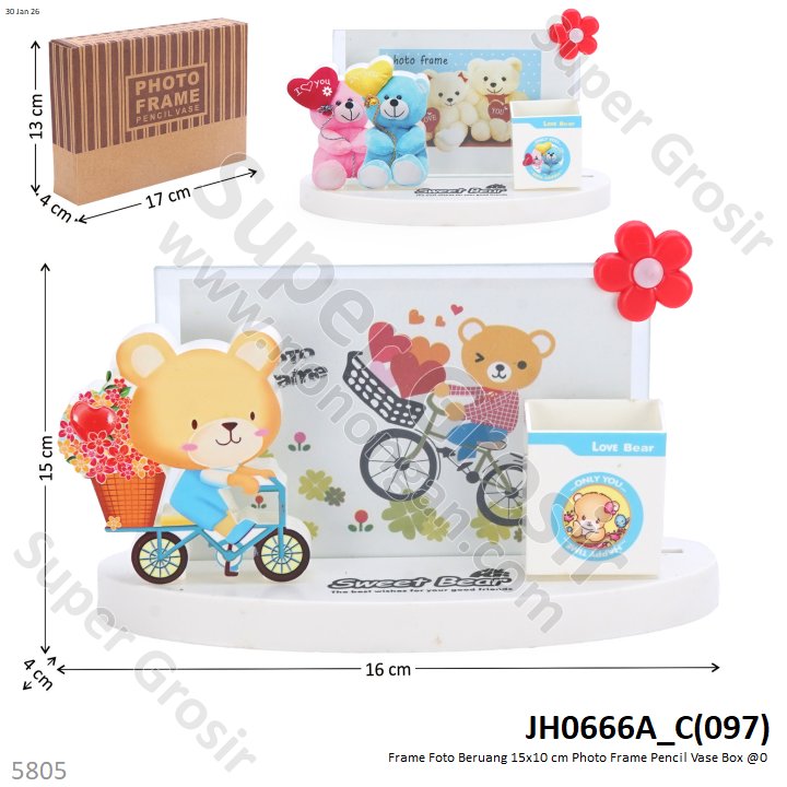 Frame Foto Beruang 15x10 cm Photo Frame Pencil Vase Box @0