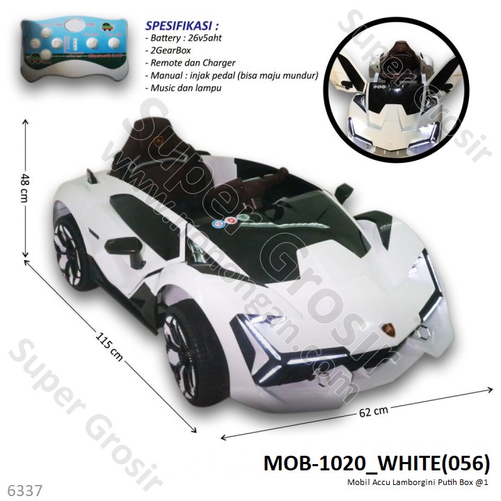 Mobil Aki Lamborgini Putih Box @1