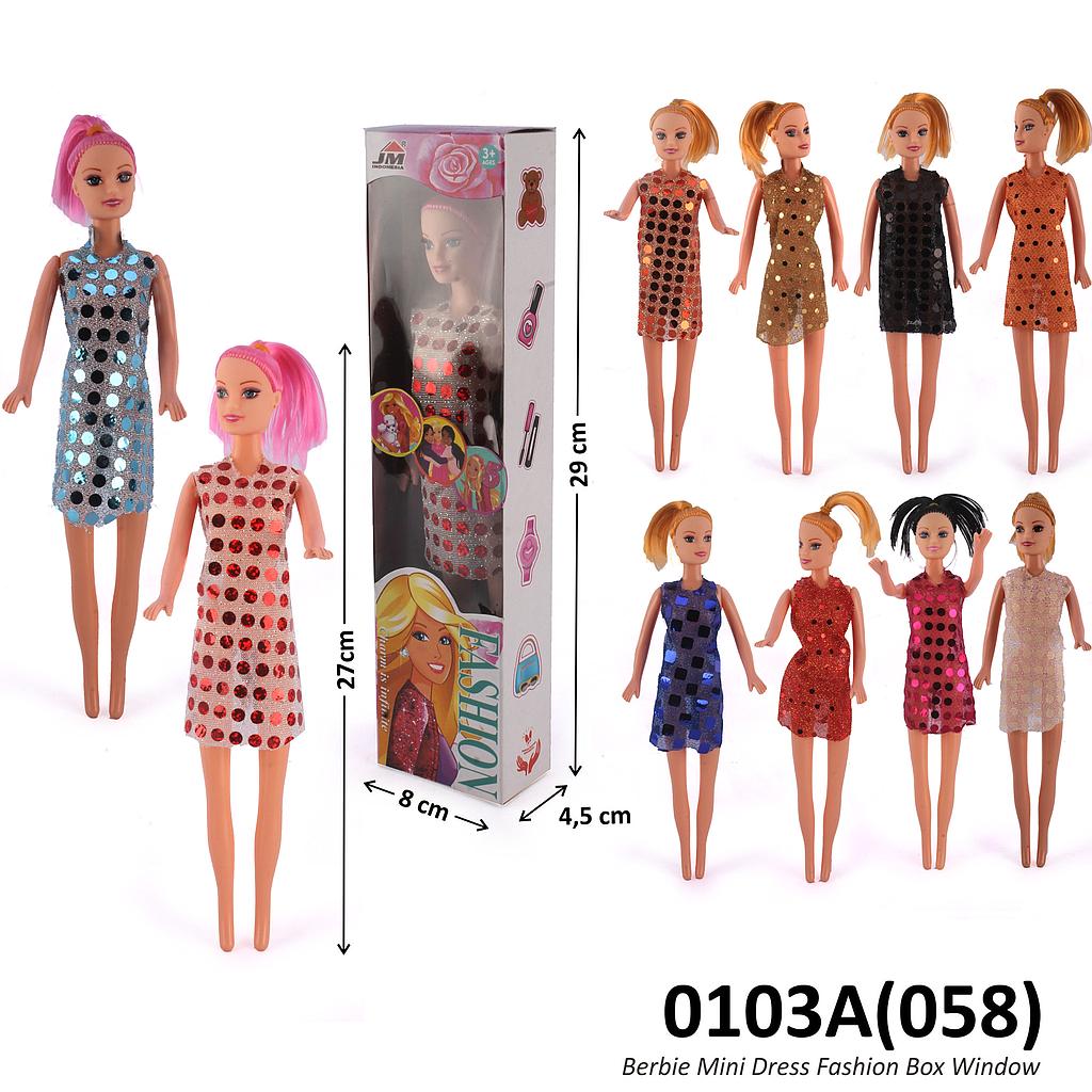 Boneka Barbie Mini Dress Fashion Box Window @336