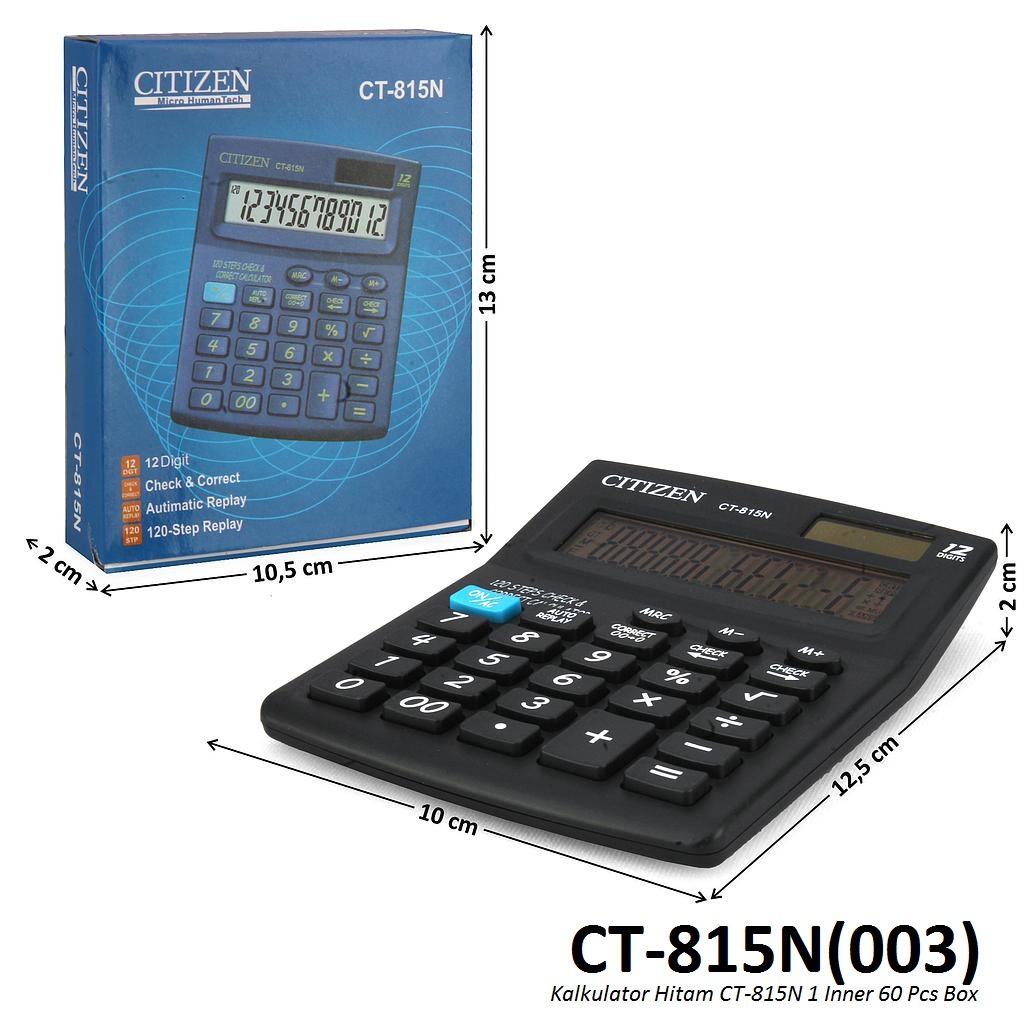 Kalkulator Hitam CT-815N 1 Inner 60 Pcs Box @180