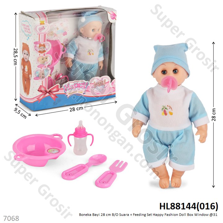Boneka Bayi Feeding Set B/O Suara Nangis Happy Fashion Doll Box Window @31