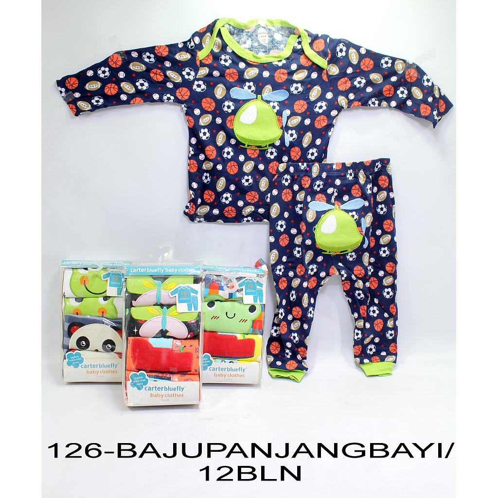 Baju Bayi Lengan Panjang + Celana Panjang 12 Bulan 1 Pack 2 Set @64