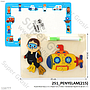 Puzzle Block Kayu 2 In 1 Papan Tulis Profesi + Kendaraan Ktg Shrink @120