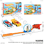 Track Mobil Skala Hot Wheels 1:64 1 Loop + Mobil 2 Pcs F/W + Pelontar Karakter Dinosaurus W/U + B/O Lampu Suara Racing Track 1 Inner 12 Pcs Box Window @24
